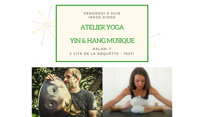 Atelier Yin Yoga avec Marie Salome Menier jeremy nattagh multiman hang hand pan Paris