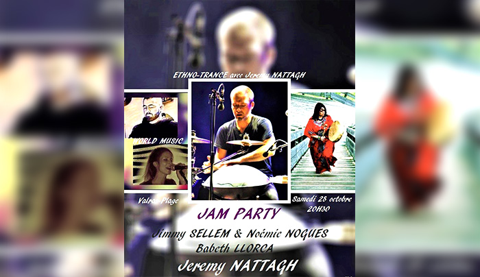 Concert jeremy nattagh ethno trance Valras Plage hang handpan multiman